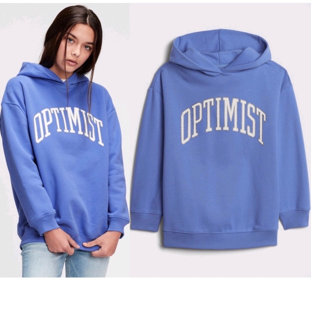 NEW GAP TEEN OVERSIZED OPTIMIST Hoodie Long Sleeve Large Blue Juniors Kids